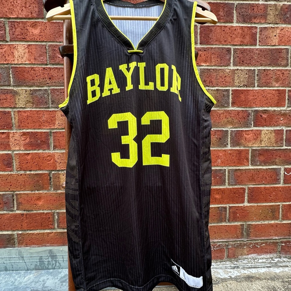 Adidas Baylor Mesh Black Yellow Trim Basketball Jersey V-neck Lightweight L